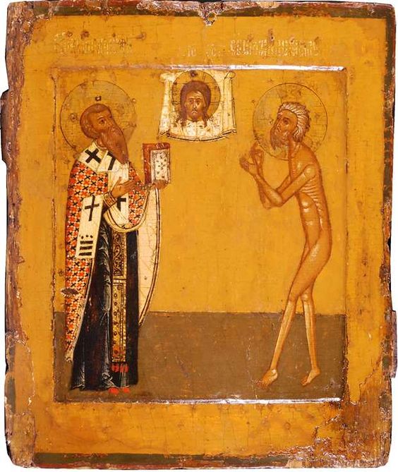 Russian icon of St. Basil the Great and St. Basil ‘the Fool,’ 17th century