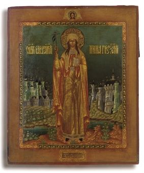 Icon of St. Nina, Equal to the Apostles and Enlightener of Georgia, Palekh, 20th century