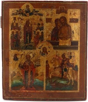 Russian four-parted icon (19th century)