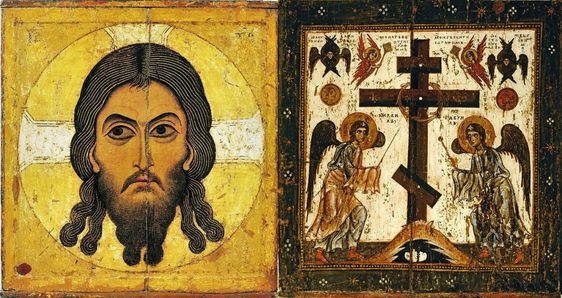 Mandylion (Image of Edessa) & The Adoration of the Cross, Novgorod, second half of the 12th century