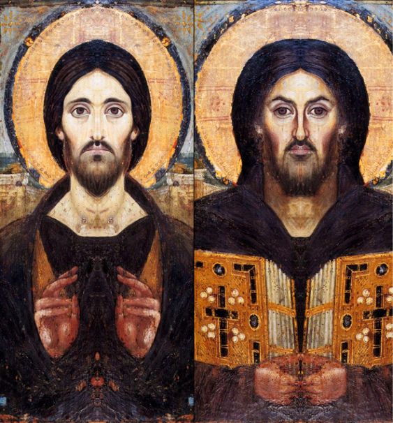 Icon of Christ Pantocrator of St. Catherine’s Monastery at Sinai (mirrored composites)