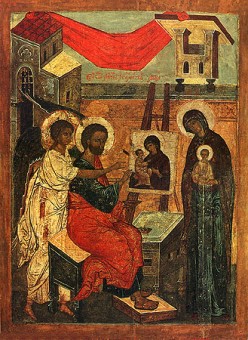 Icon of St. Luke painting the Theotokos of Vladimir, 16th century