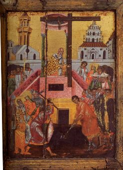 Antique Icon of the Elevation of the Cross