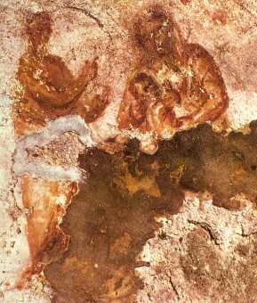 Богоматерь с младенцем Иисусом в катакомбах Присциллы