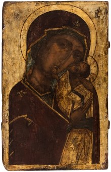 Russian icon of the Virgin of Tenderness (Eleusa)