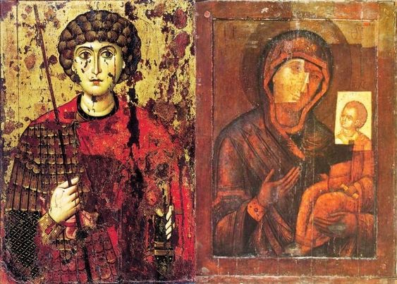 Double-sided icon of St. George and the Virgin Hodegetria (c. 1100)