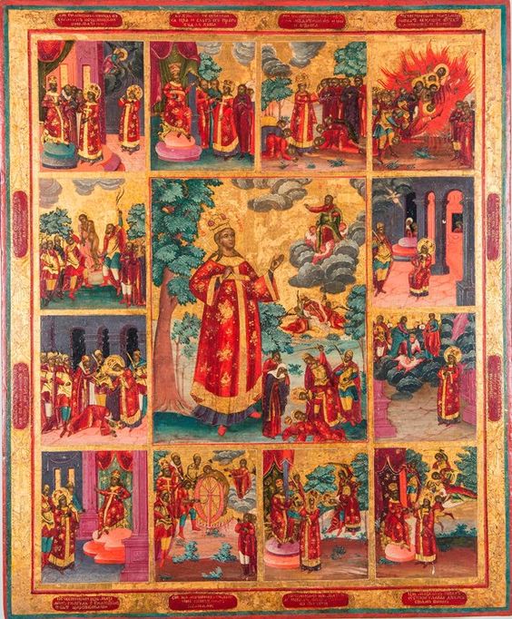 The Great-Martyr Catherine, with 12 hagiographical scenes. First half of the 19th century.