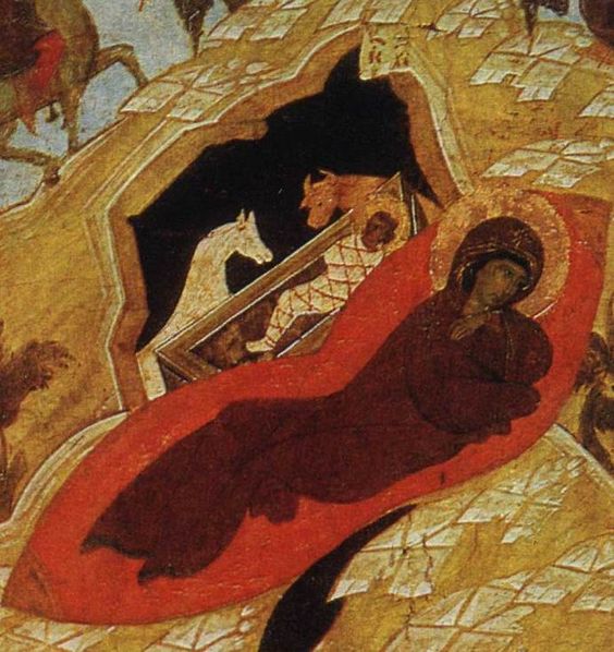 The Nativity of Christ, fragment of the antique icon