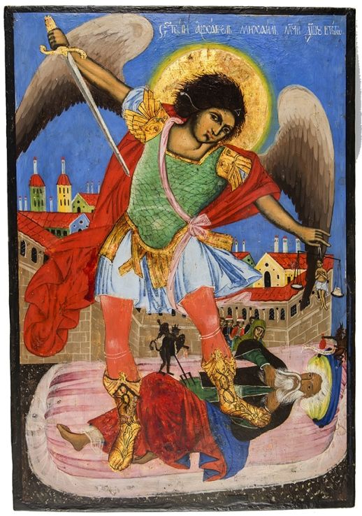 Icon “Archangel Michael seizes the soul of the rich”