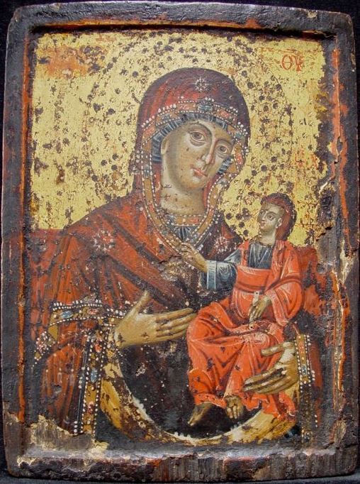 Greek icon of the Mother of God Hodegetria (c. 1700)