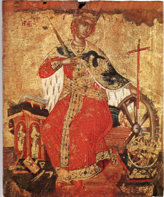 Старинная Икона “Святая Екатерина на Троне”